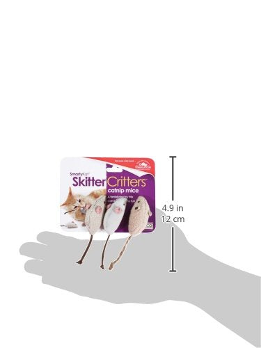 SmartyKat Catnip Juguetes para Gatos, Critter Critter, Gray, Beige, Paquete de 3