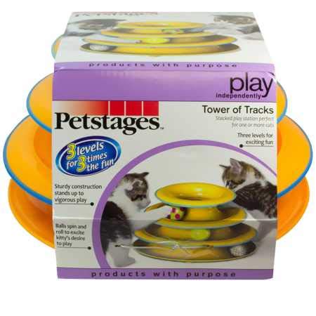 Petstages Tower of Tracks Juguete para Gatos - 3 Niveles de Juego Interactivo - Pista Circular con Bolas móviles Que satisface Las Necesidades de Caza, Caza y Ejercicio del Gatito