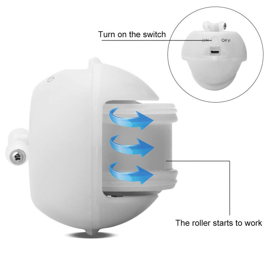 LXZ-TOY Juguetes para Gatos - Carga USB Bola Giratoria Automática - Batería Recargable Incorporada ? con Pluma Desmontable - para Ejercicio Animal Doméstico (Blanco)