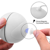 LXZ-TOY Juguetes para Gatos - Carga USB Bola Giratoria Automática - Batería Recargable Incorporada ? con Pluma Desmontable - para Ejercicio Animal Doméstico (Blanco)