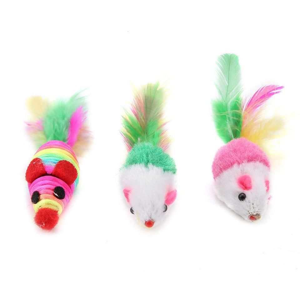 Zerodis 16 Unids Paquete de Juguetes para Gatos Gatito Juguetes Gatito Interactivo Mouse Set Multi-Color Ratones para Gato