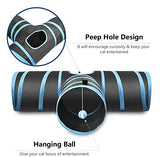 PUBAMALL Túnel para Gatos - Juguete Plegable de 3 vías para Jugar - Juguete para túneles Extensible Plegable para Jugar con Gatos (Negro y Azul)