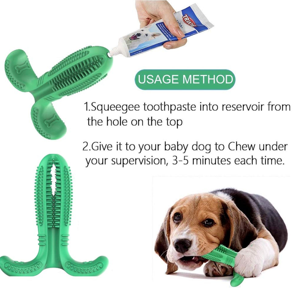Cepillo de Dientes para Perros Caucho Limpieza de Higiene Dental Juguete para Masticar Limpiador Dientes Perros Cepillo para cepillos Dientes de Perro Mascotas Masajeador No Tóxico Resistente (Verde)