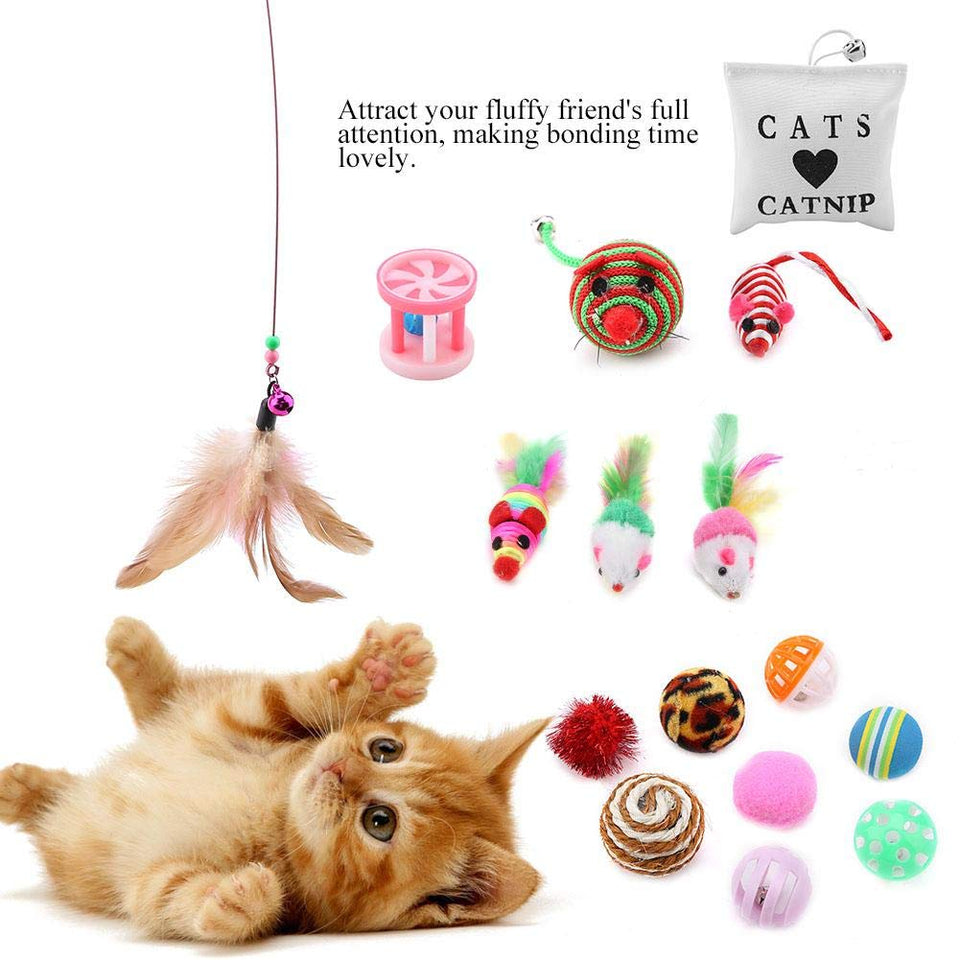 Zerodis 16 Unids Paquete de Juguetes para Gatos Gatito Juguetes Gatito Interactivo Mouse Set Multi-Color Ratones para Gato
