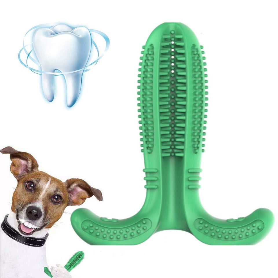 Cepillo de Dientes para Perros Caucho Limpieza de Higiene Dental Juguete para Masticar Limpiador Dientes Perros Cepillo para cepillos Dientes de Perro Mascotas Masajeador No Tóxico Resistente (Verde)