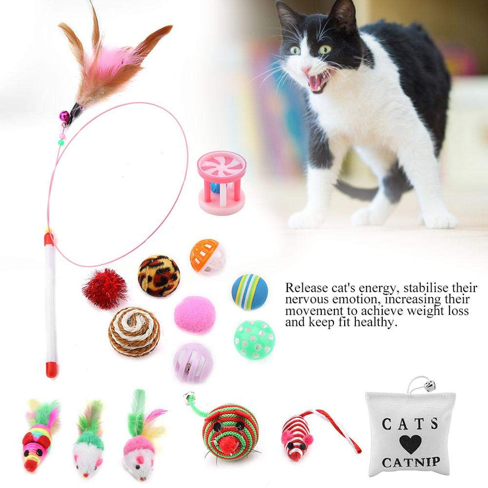 Zerodis 16 Unids Paquete de Juguetes para Gatos Gatito Juguetes Gatito Interactivo Mouse Set Multi-Color Ratones para Gato