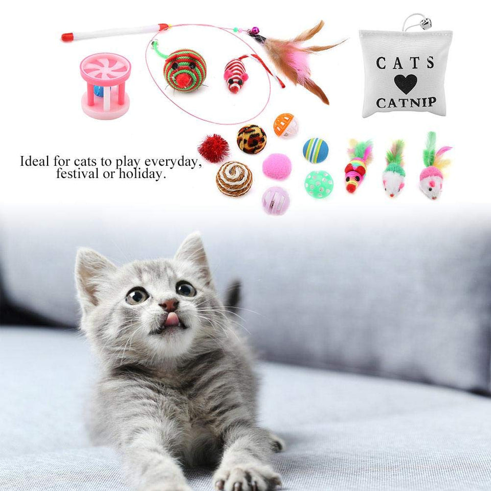 Zerodis 16 Unids Paquete de Juguetes para Gatos Gatito Juguetes Gatito Interactivo Mouse Set Multi-Color Ratones para Gato