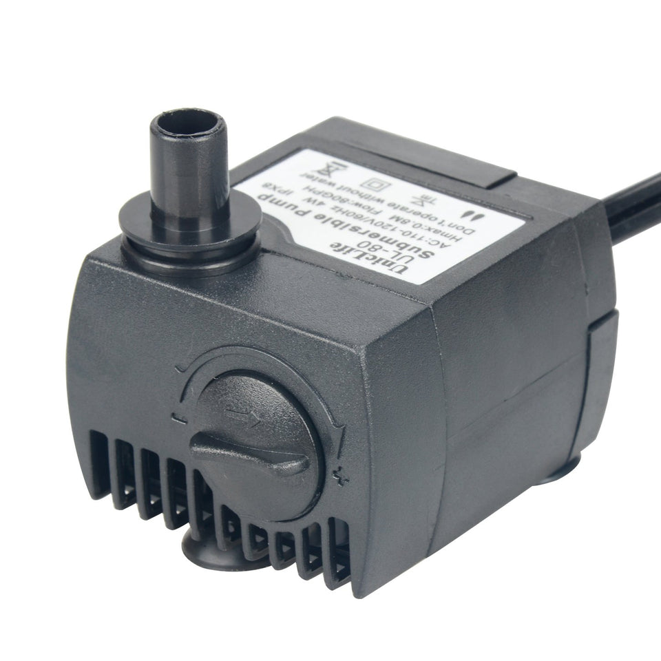 Pawfly UL80 Bomba Sumergible, 80 GPH Acuario/Hidropónico/Pecera/Fuente/Estanque/Estatuaria con 6' UL Certificación de Cable de Corriente