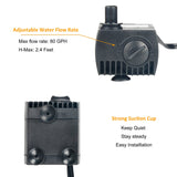 Pawfly UL80 Bomba Sumergible, 80 GPH Acuario/Hidropónico/Pecera/Fuente/Estanque/Estatuaria con 6' UL Certificación de Cable de Corriente