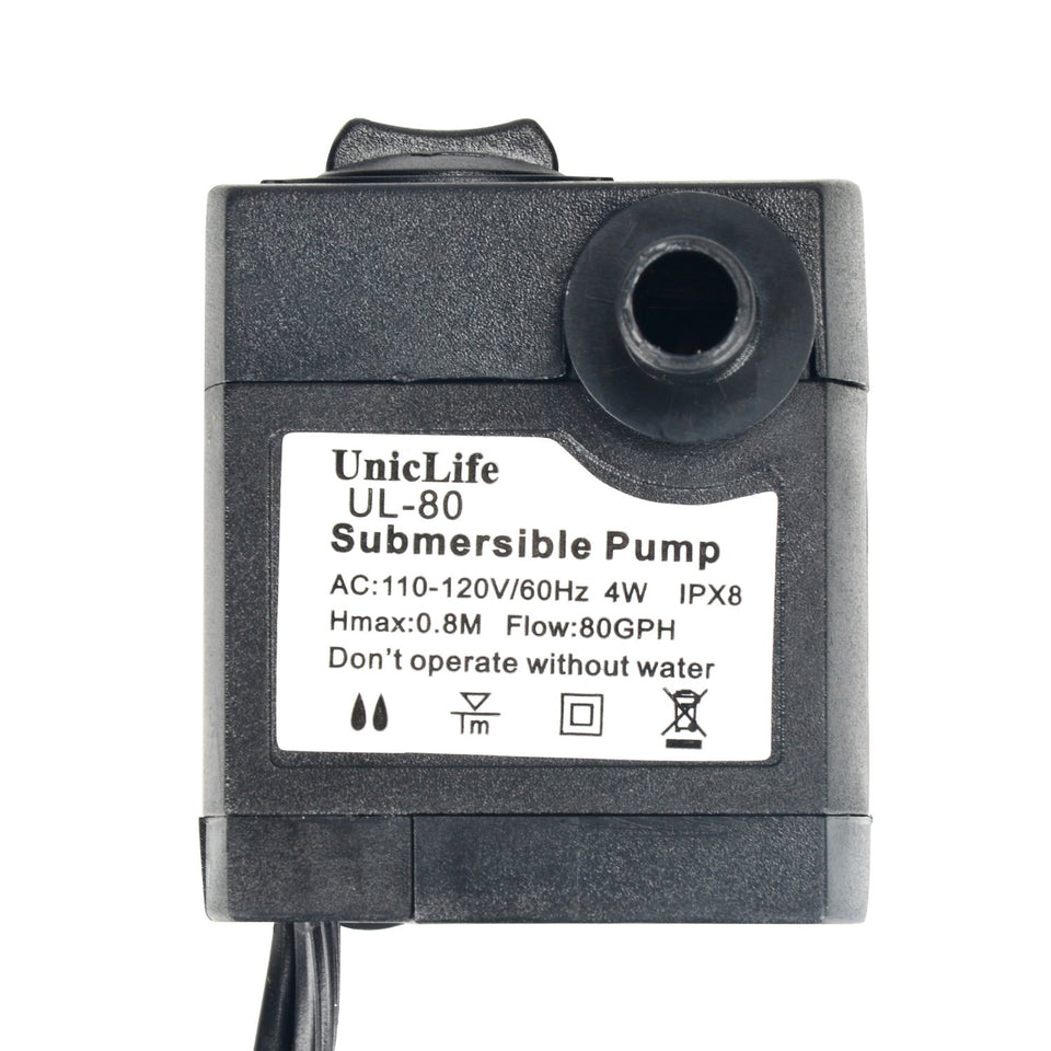 Pawfly UL80 Bomba Sumergible, 80 GPH Acuario/Hidropónico/Pecera/Fuente/Estanque/Estatuaria con 6' UL Certificación de Cable de Corriente