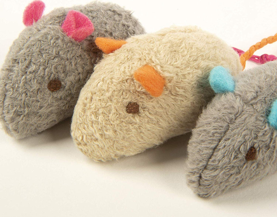SmartyKat Catnip Juguetes para Gatos, Critter Critter, Gray, Beige, Paquete de 3